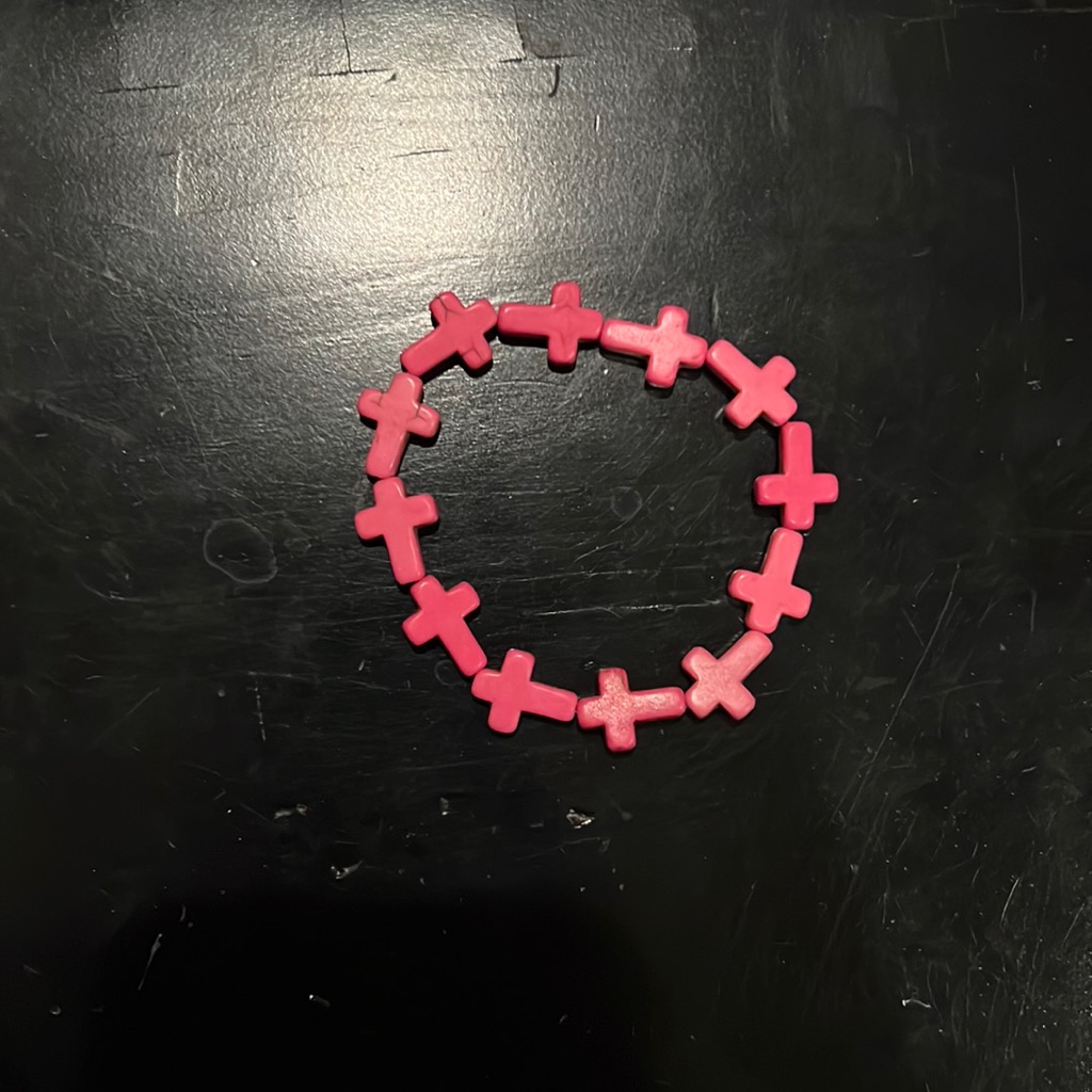 Bke-Elastic Pink Cross Bracelet